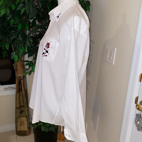 Henri Valdise Button Up Embellished L/S Shirt Poly-Cotton Blend Vintage - Picture 3 of 16